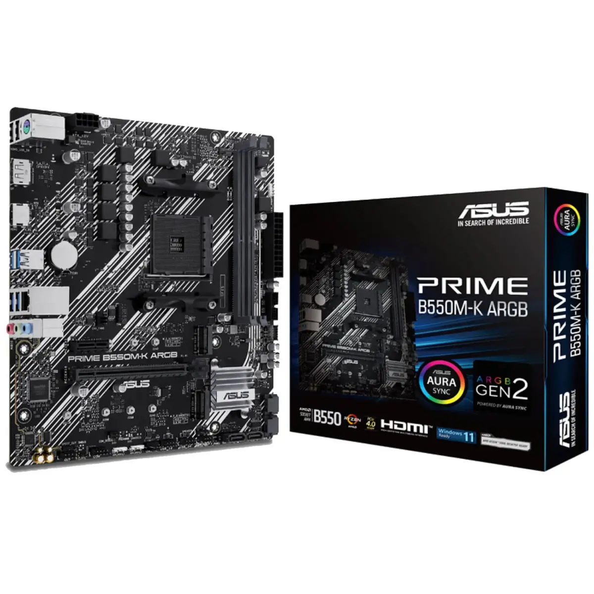 לוח אם – ASUS PRIME B550M-K ARGB Micro-ATX AM4 DDR4 - צבע שחור
