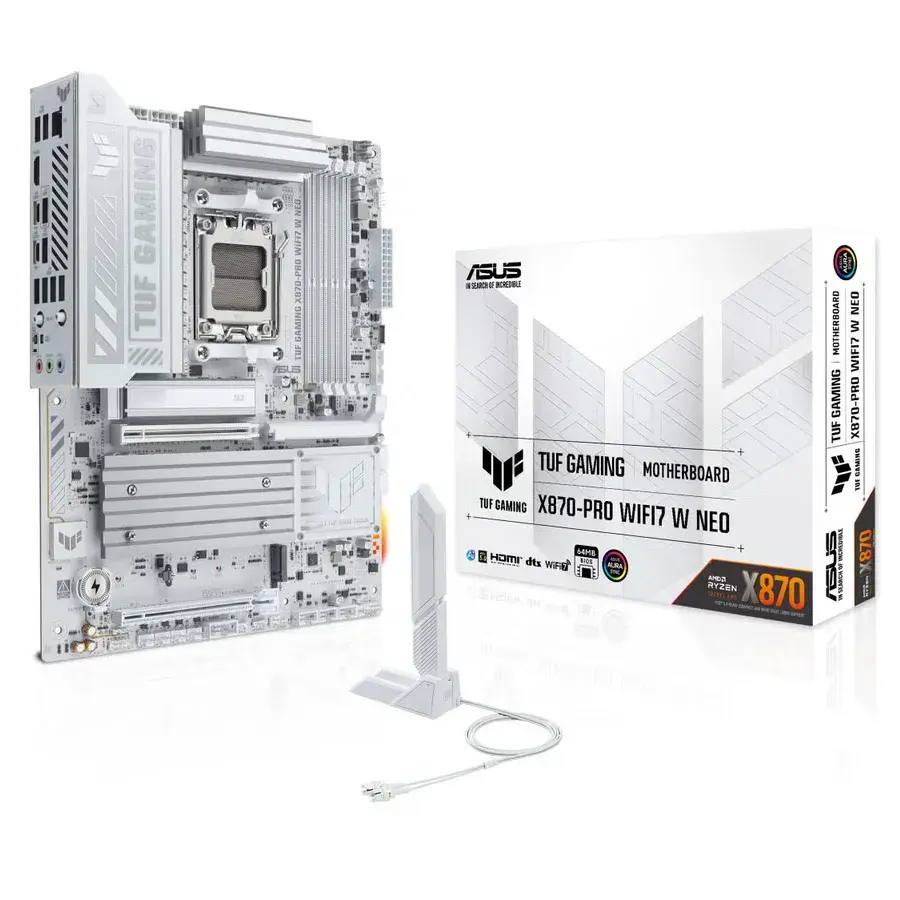 לוח אם – ASUS TUF GAMING X870-PRO WIFI7 W NEO ATX AM5 DDR5 – צבע לבן