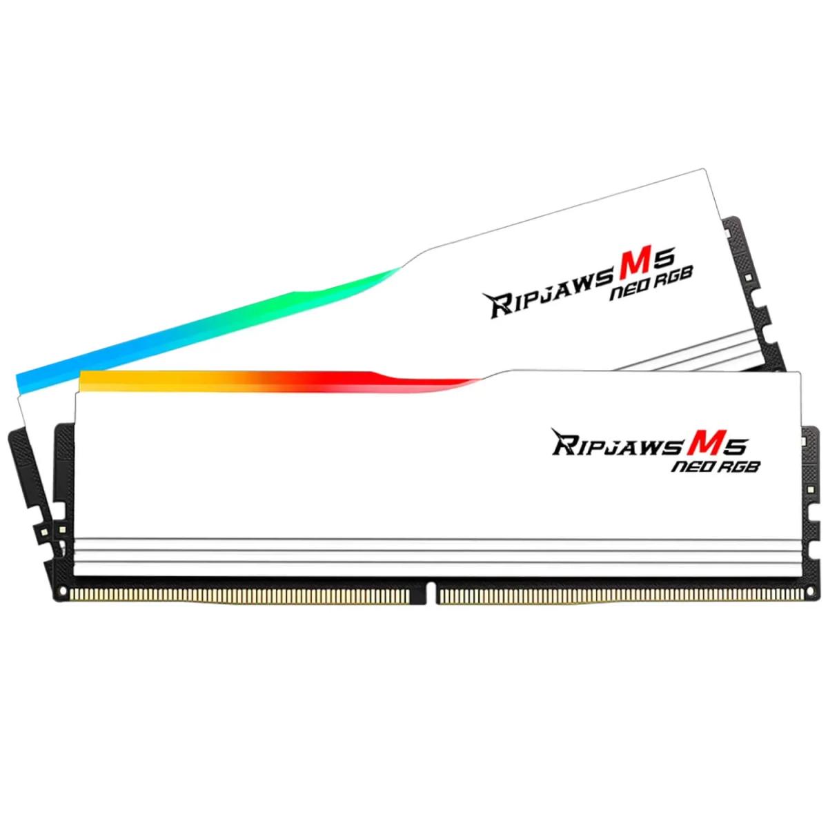 זיכרון לנייח – G.Skill Ripjaws M5 Neo RGB DDR5 64GB 2x32GB 6000MHz CL28 EXPO – צבע לבן