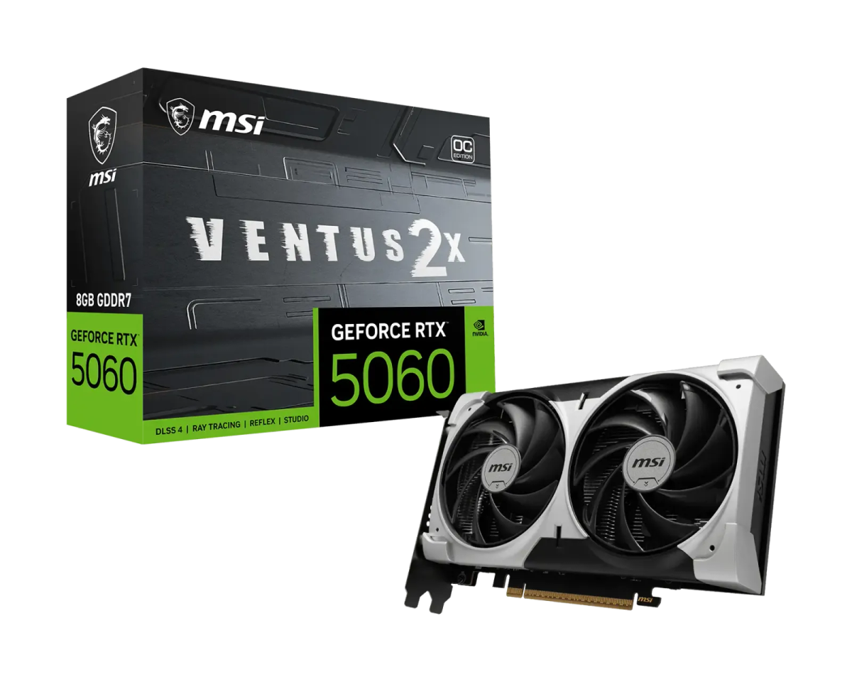 כרטיס מסך – Msi GeForce RTX 5060 Ventus 2X OC V1 8GB – צבע שחור