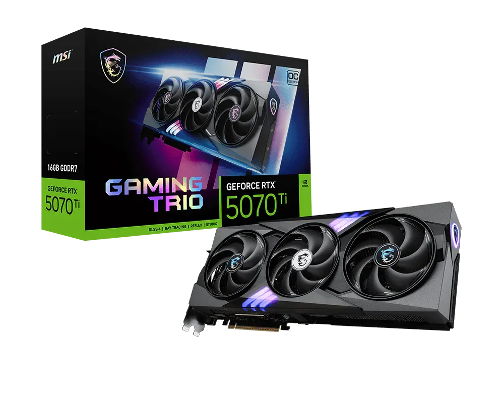 כרטיס מסך – Msi GeForce RTX 5070 Ti Gaming Trio OC 16GB – צבע שחור