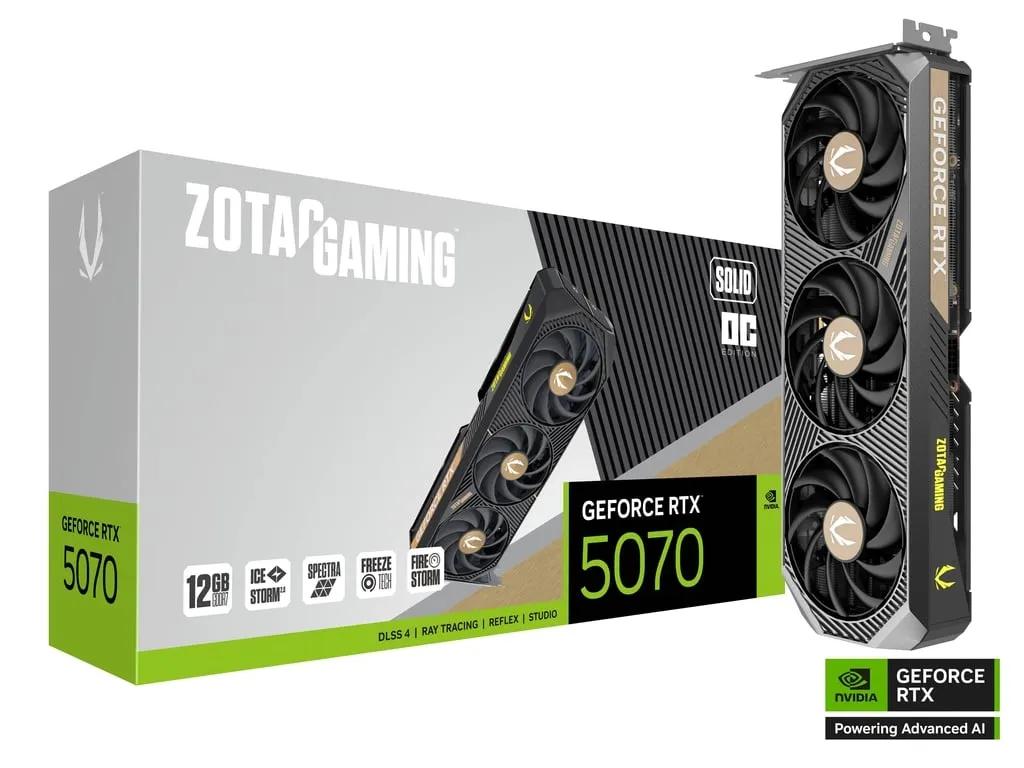 כרטיס מסך – Zotac GeForce RTX 5070 Solid OC 12GB – צבע שחור