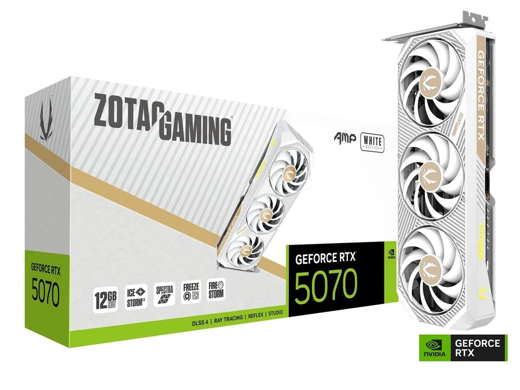 כרטיס מסך – Zotac GeForce RTX 5070 AMP White Edition 12GB – צבע לבן