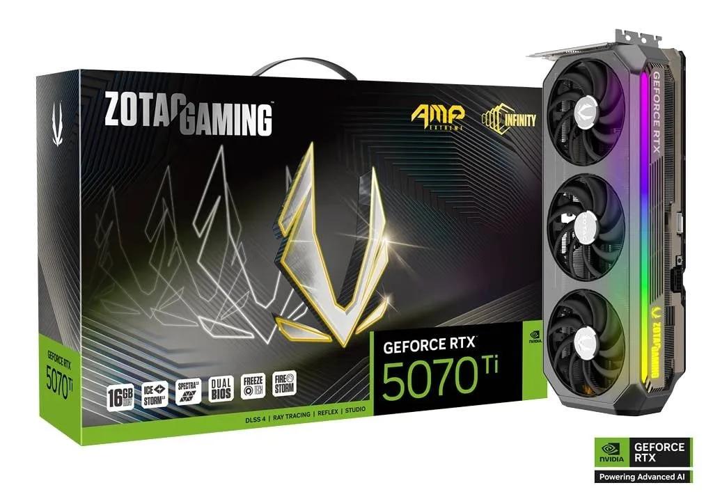 כרטיס מסך – Zotac GeForce RTX 5070 Ti AMP Extreme INFINITY 16GB – צבע שחור
