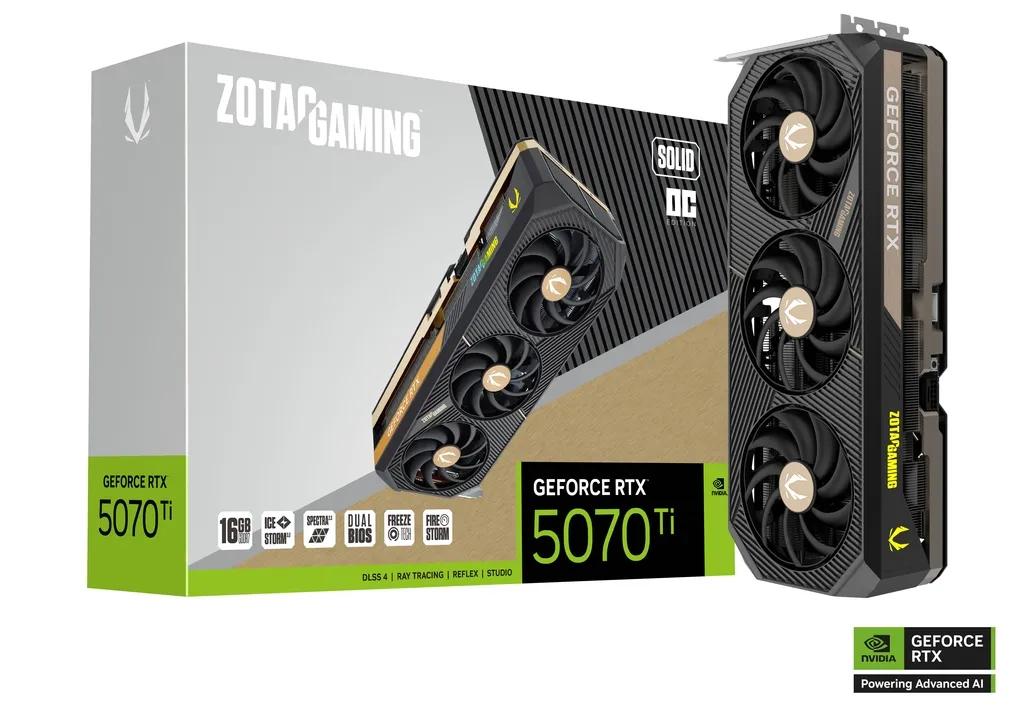 כרטיס מסך – Zotac GeForce RTX 5070 Ti Solid OC 16GB – צבע שחור