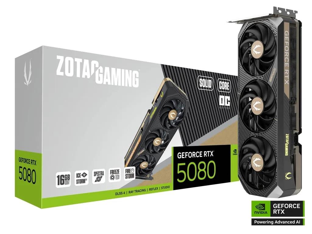 כרטיס מסך – Zotac GeForce RTX 5080 Solid Core OC 16GB – צבע שחור