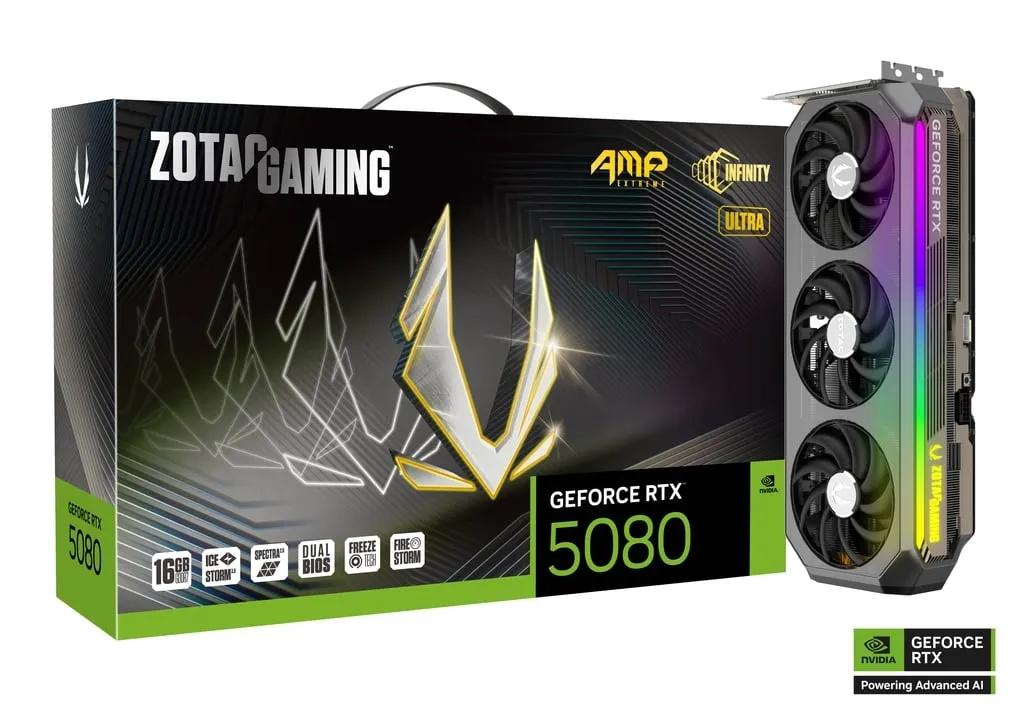 כרטיס מסך – Zotac GeForce RTX 5080 AMP Extreme INFINITY ULTRA 16GB – צבע שחור