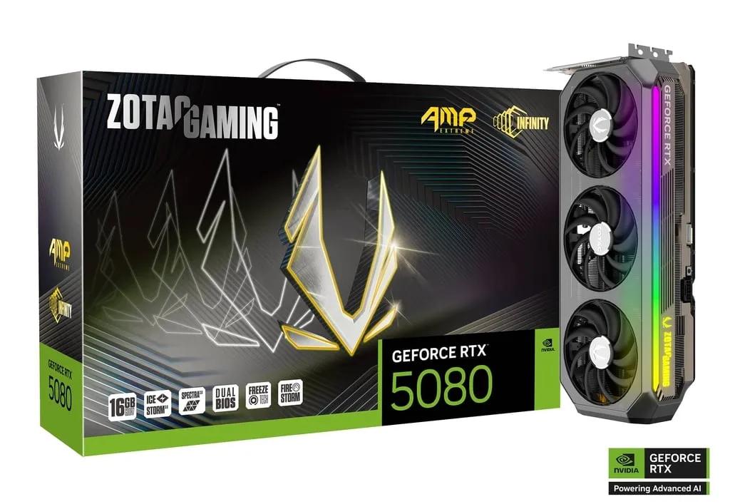 כרטיס מסך – Zotac GeForce RTX 5080 AMP Extreme INFINITY 16GB – צבע שחור