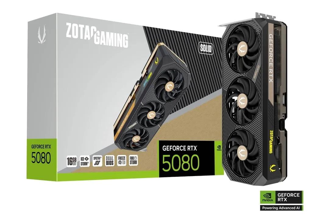 כרטיס מסך – Zotac GeForce RTX 5080 Solid 16GB – צבע שחור