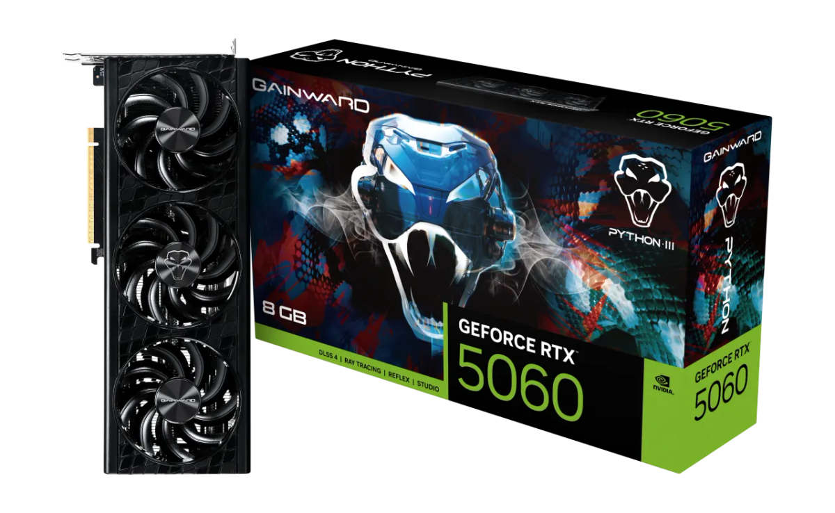 כרטיס מסך – Gainward GeForce RTX 5060 Python III 8GB – צבע שחור