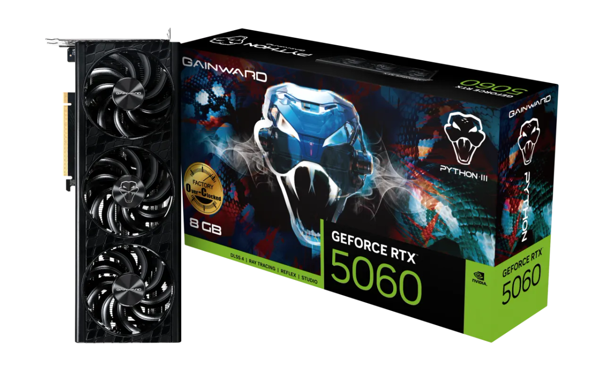 כרטיס מסך – Gainward GeForce RTX 5060 Python III OC 8GB – צבע שחור