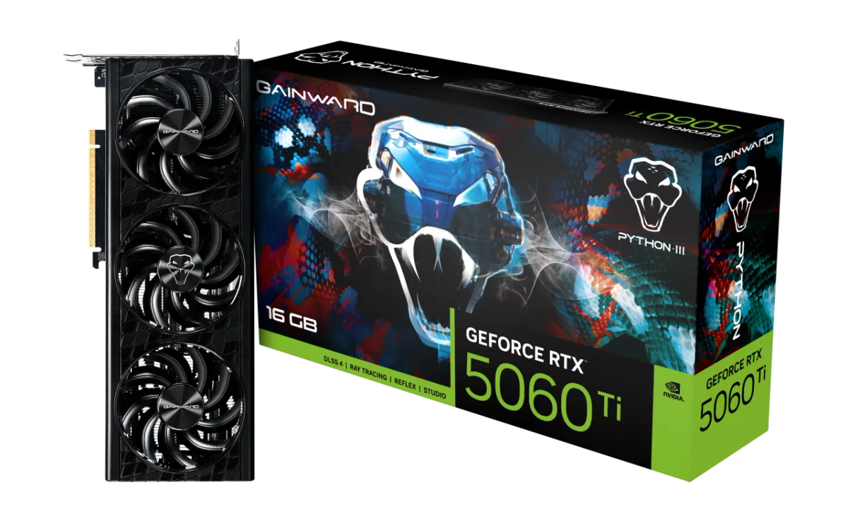 כרטיס מסך – Gainward GeForce RTX 5060 Ti Python III 16GB – צבע שחור