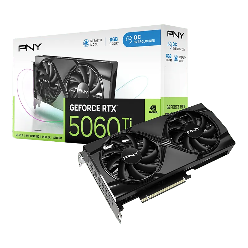 כרטיס מסך – PNY GeForce RTX 5060 Ti Overclocked Dual Fan 8GB – צבע שחור