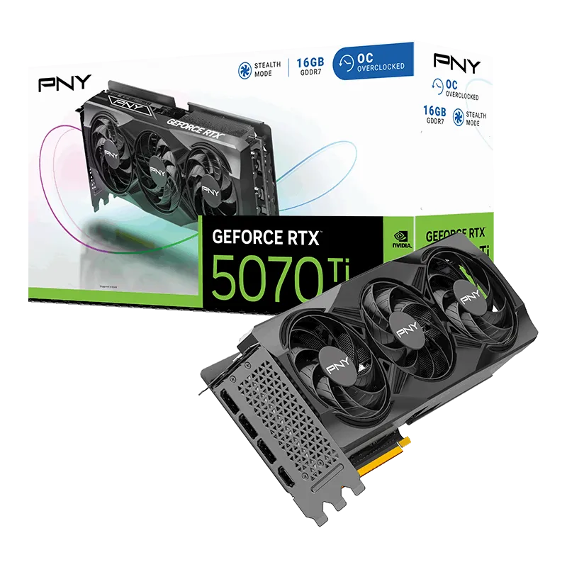 כרטיס מסך – PNY GeForce RTX 5070 Ti Overclocked Triple Fan 16GB – צבע שחור