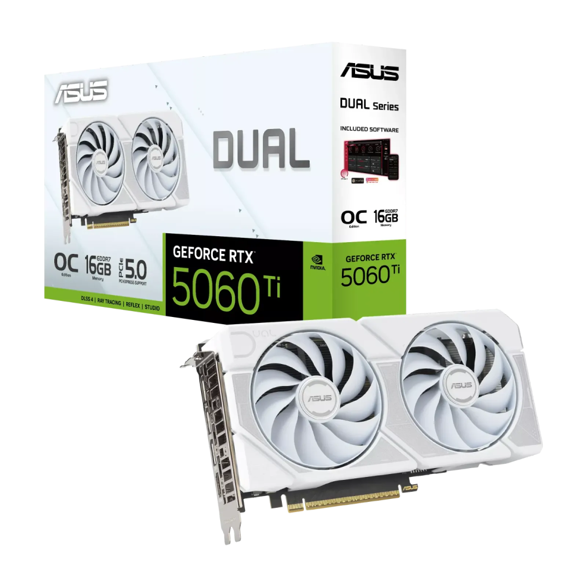 כרטיס מסך – ASUS Dual GeForce RTX 5060 Ti White OC Edition 16GB – צבע לבן