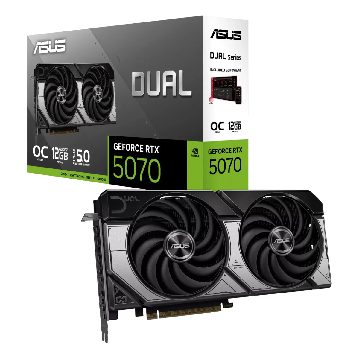 כרטיס מסך – ASUS Dual GeForce RTX 5070 OC Edition 12GB – צבע שחור