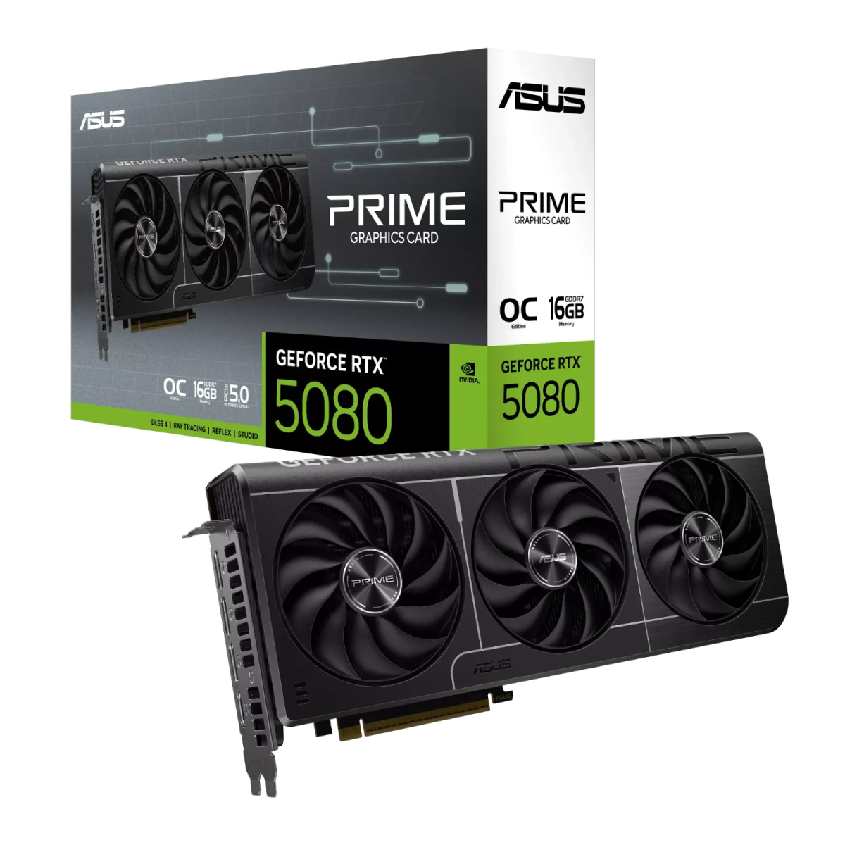 כרטיס מסך – ASUS Prime GeForce RTX 5080 OC Edition 16GB – צבע שחור