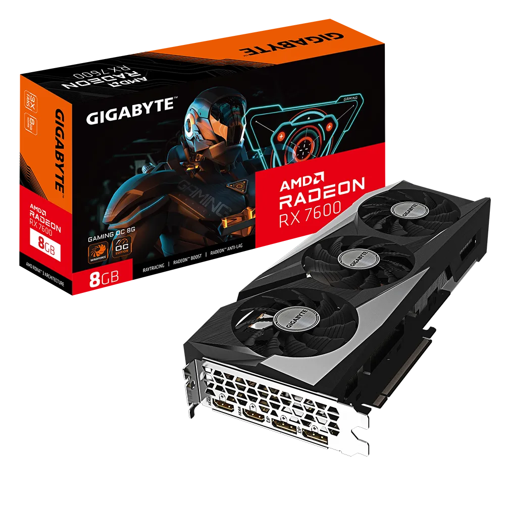 כרטיס מסך – Gigabyte Radeon RX 7600 Gaming OC 8GB – צבע שחור
