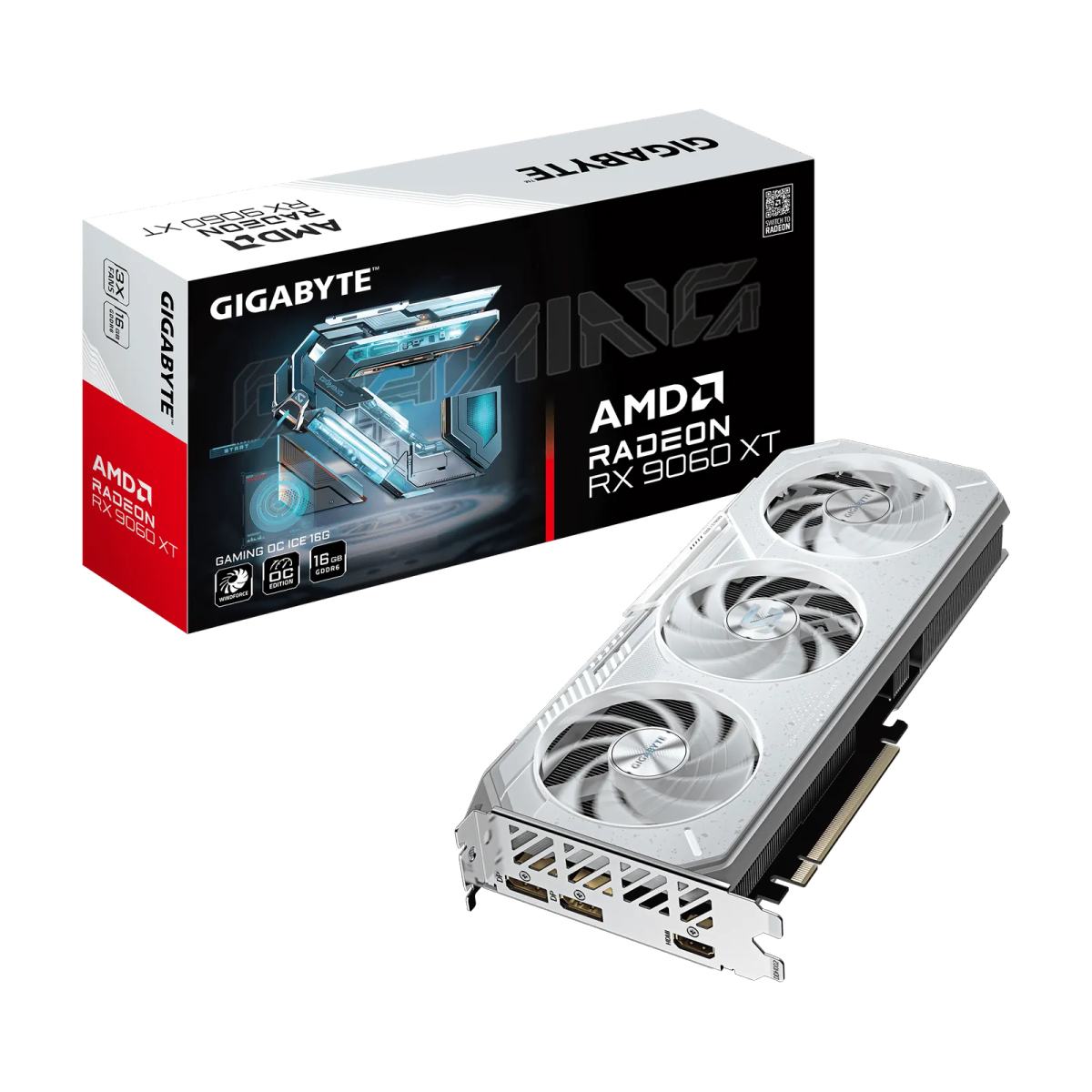 כרטיס מסך – Gigabyte Radeon RX 9060 XT Gaming OC ICE 16GB – צבע לבן