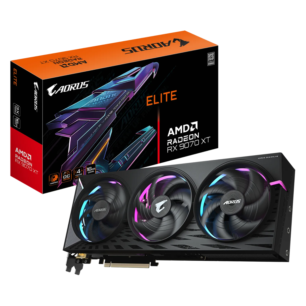 כרטיס מסך – Gigabyte Aorus Radeon RX 9070 XT Elite 16GB – צבע שחור