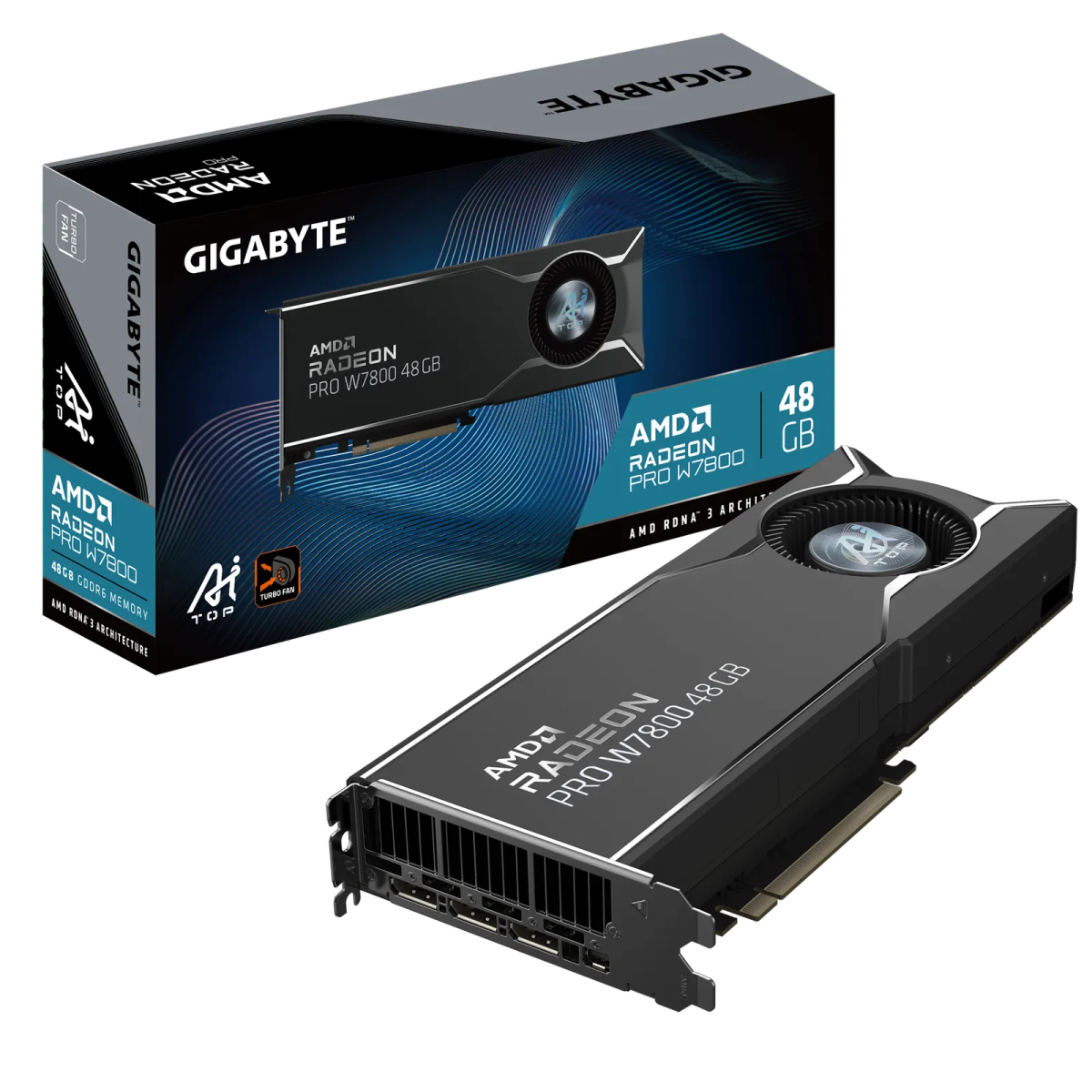 כרטיס מסך – Gigabyte Radeon Pro W7800 AI TOP 48GB – צבע שחור