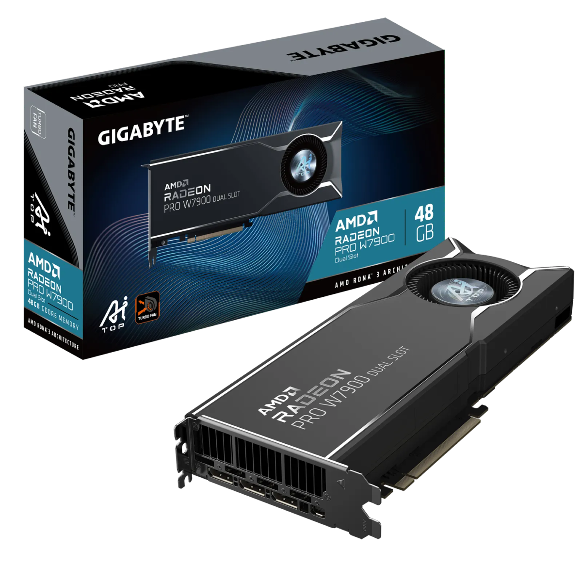 כרטיס מסך – Gigabyte Radeon Pro W7900 Dual Slot AI TOP 48GB – צבע שחור