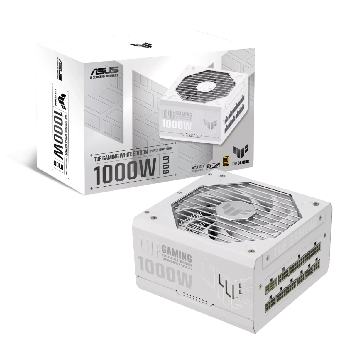 ספק כוח מודולרי – ASUS TUF Gaming 1000W White Edition (ATX 3.1) 80+ Gold – צבע לבן