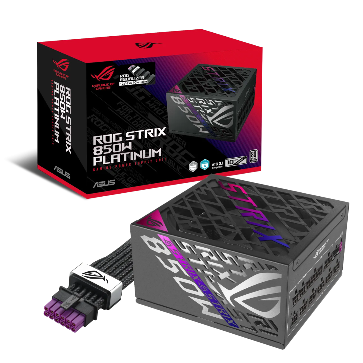 ספק כוח מודולרי – ASUS ROG STRIX 850W (ATX 3.1) 80+ Platinum – צבע שחור
