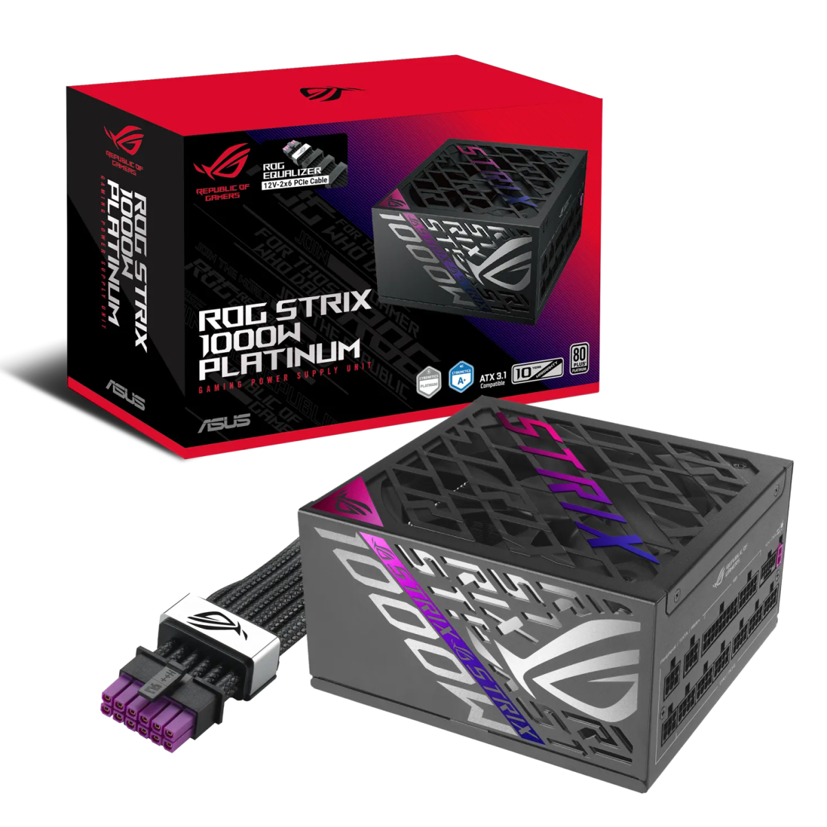 ספק כוח מודולרי – ASUS ROG STRIX 1000W (ATX 3.1) 80+ Platinum – צבע שחור