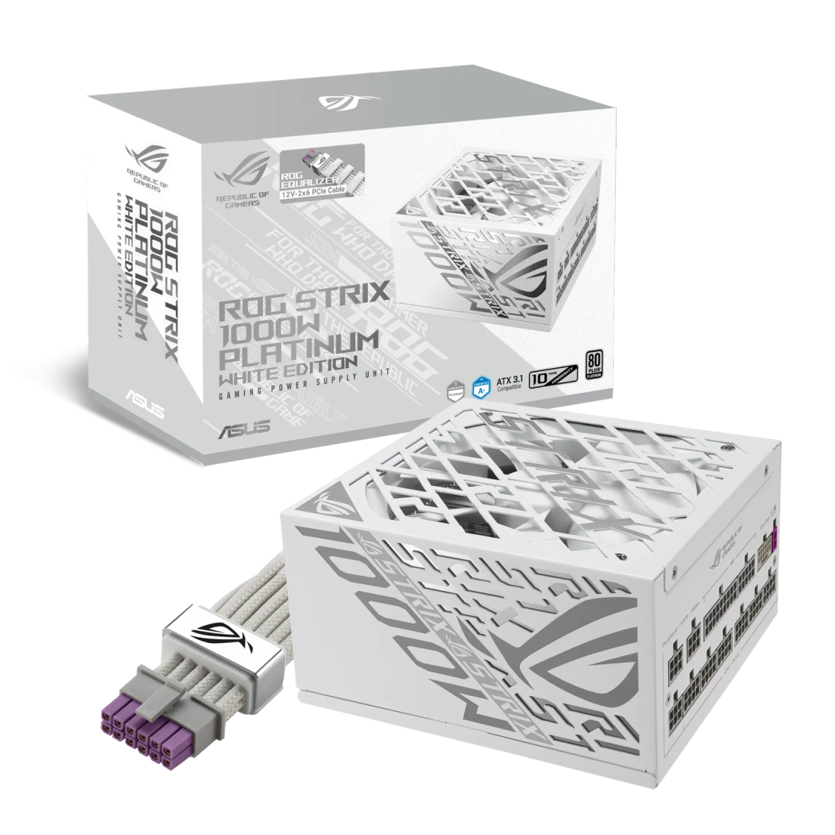 ספק כוח מודולרי – ASUS ROG STRIX 1000W White Edition (ATX 3.1) 80+ Platinum – צבע לבן
