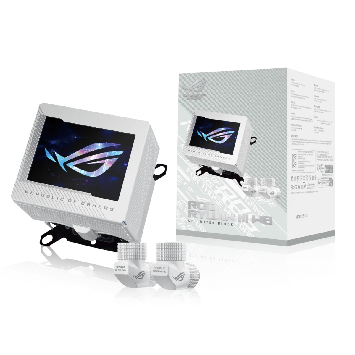 בלוק קירור נוזלי למעבד – ASUS ROG RYUJIN III WB White Edition 3.5" LCD – צבע לבן