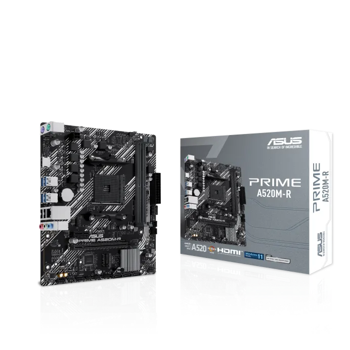 לוח אם – ASUS PRIME A520M-R Micro-ATX AM4 DDR4 - צבע שחור