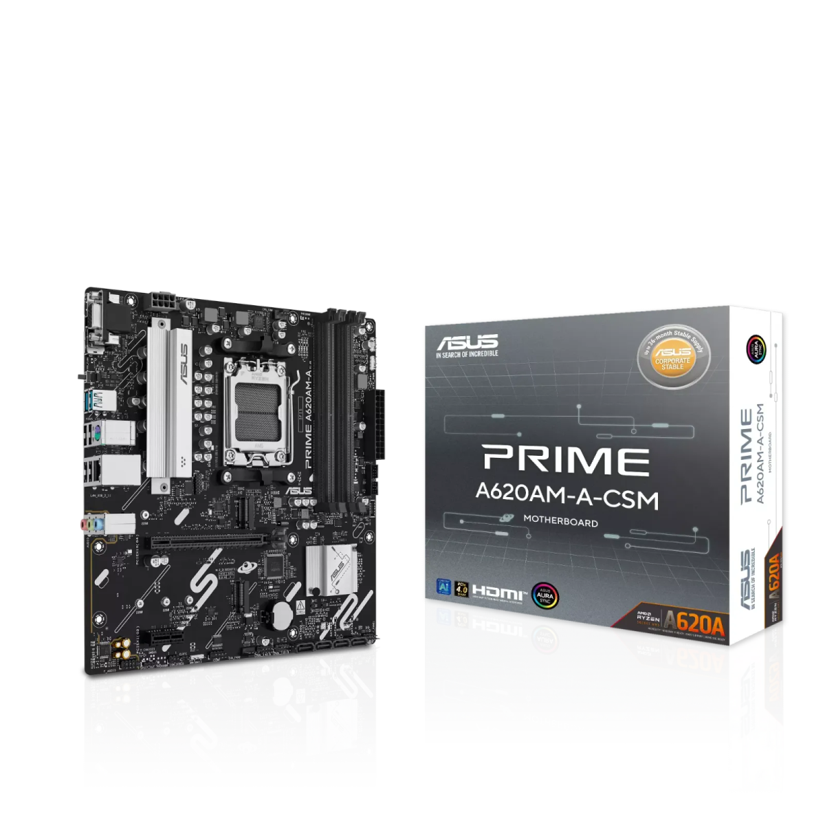 לוח אם – ASUS PRIME A620AM-A-CSM Micro-ATX AM5 DDR5 - צבע שחור