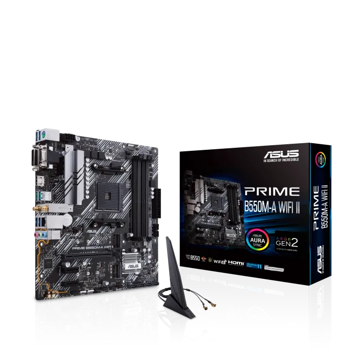 לוח אם – ASUS PRIME B550M-A WIFI II Micro-ATX AM4 DDR4 - צבע שחור