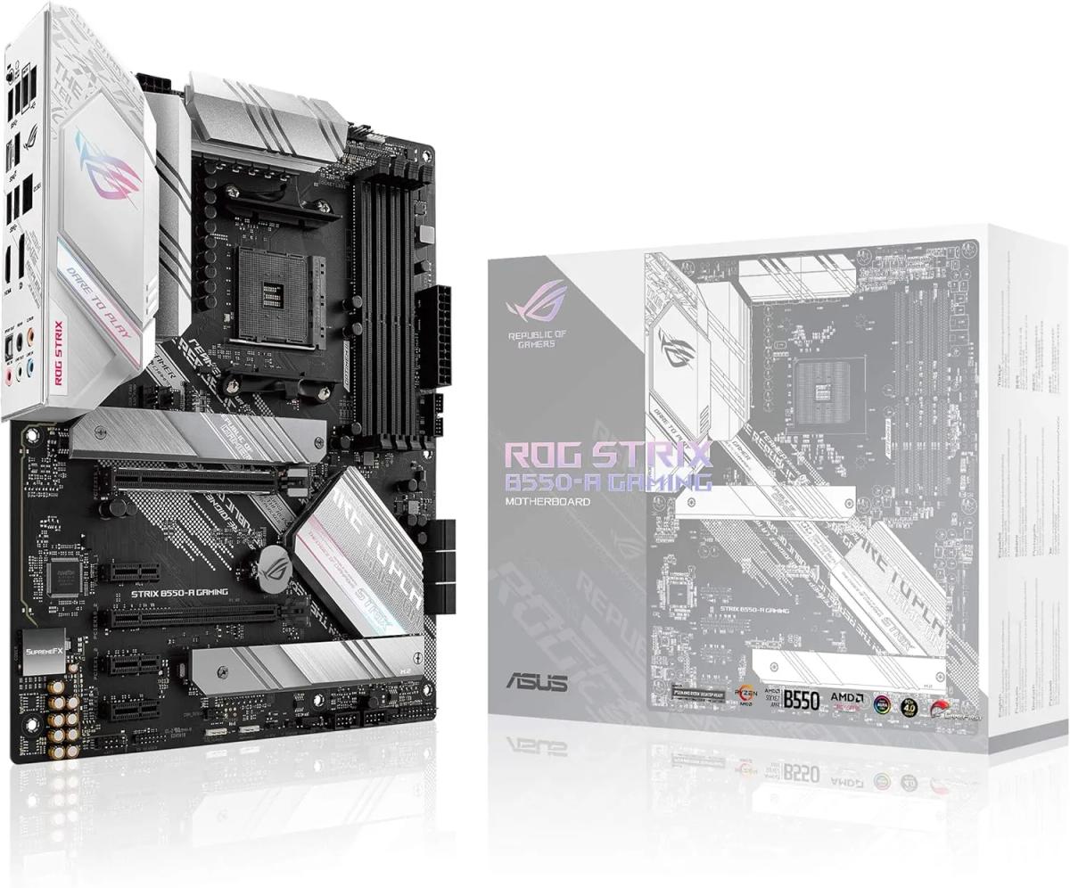 לוח אם – ASUS ROG STRIX B550-A GAMING ATX AM4 DDR4 - צבע שחור/לבן