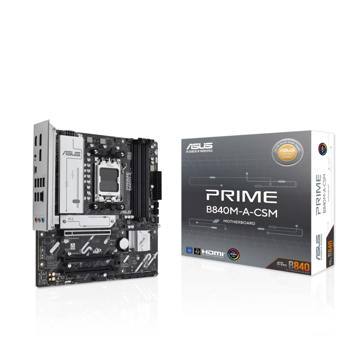 לוח אם – ASUS PRIME B840M-A-CSM Micro-ATX AM5 DDR5 - צבע שחור/כסוף