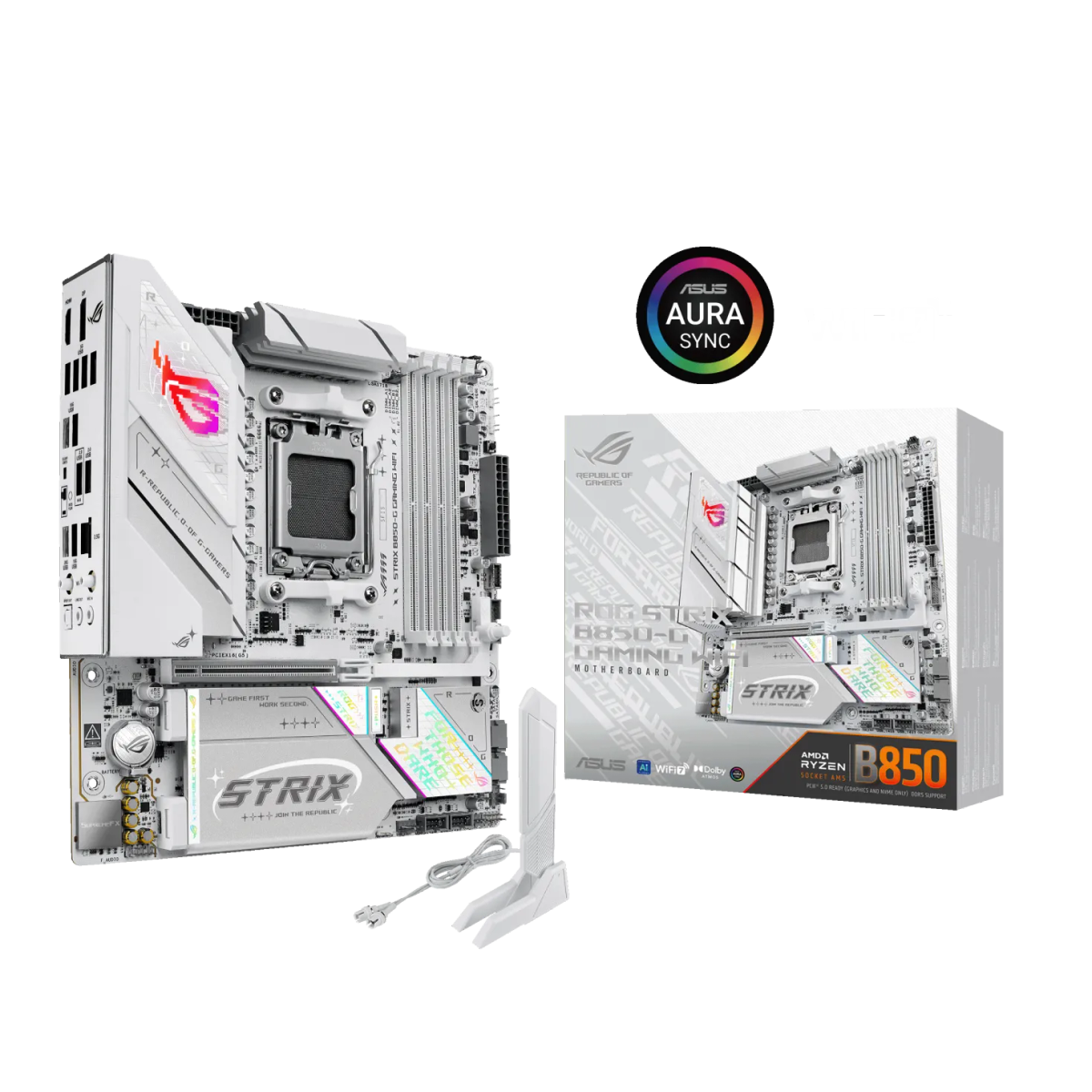 לוח אם – ASUS ROG STRIX B850-G GAMING WIFI Micro-ATX AM5 DDR5 - צבע לבן