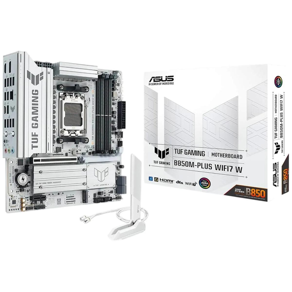 לוח אם – ASUS TUF GAMING B850M-PLUS WIFI7 W Micro-ATX AM5 DDR5 - צבע לבן