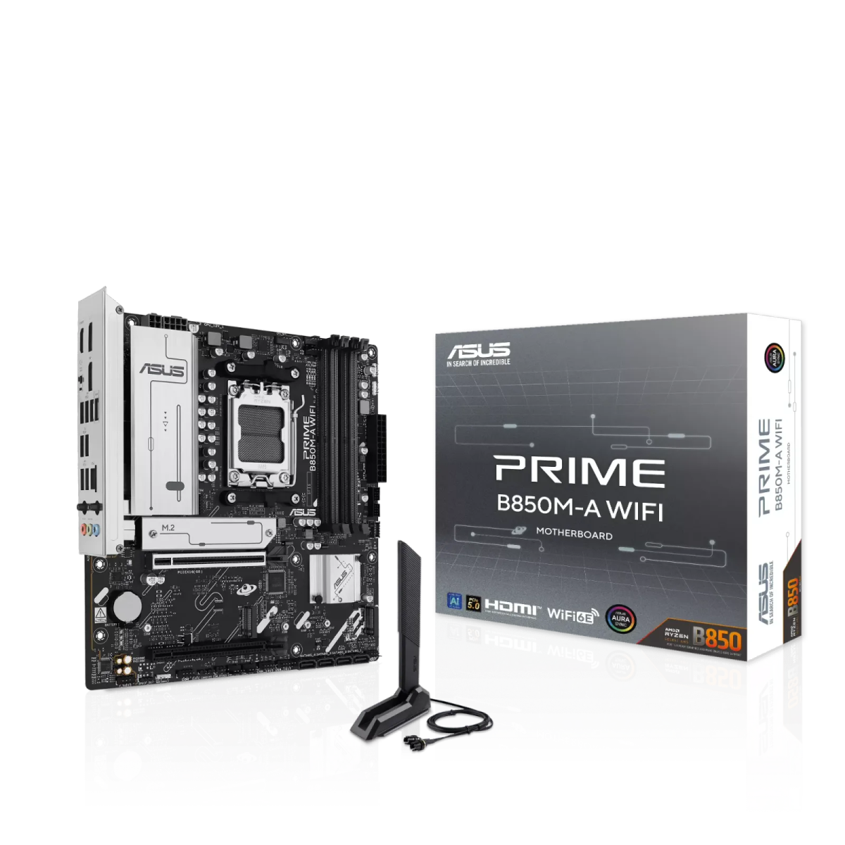 לוח אם – ASUS PRIME B850M-A WIFI Micro-ATX AM5 DDR5 - צבע שחור/כסוף