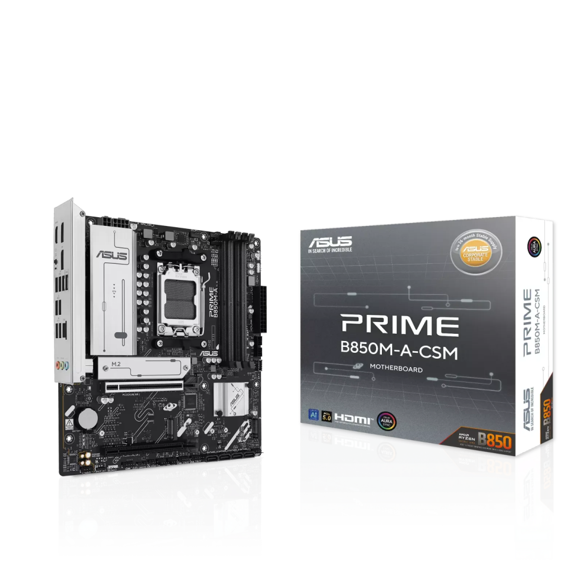 לוח אם – ASUS PRIME B850M-A-CSM Micro-ATX AM5 DDR5 - צבע שחור/כסוף