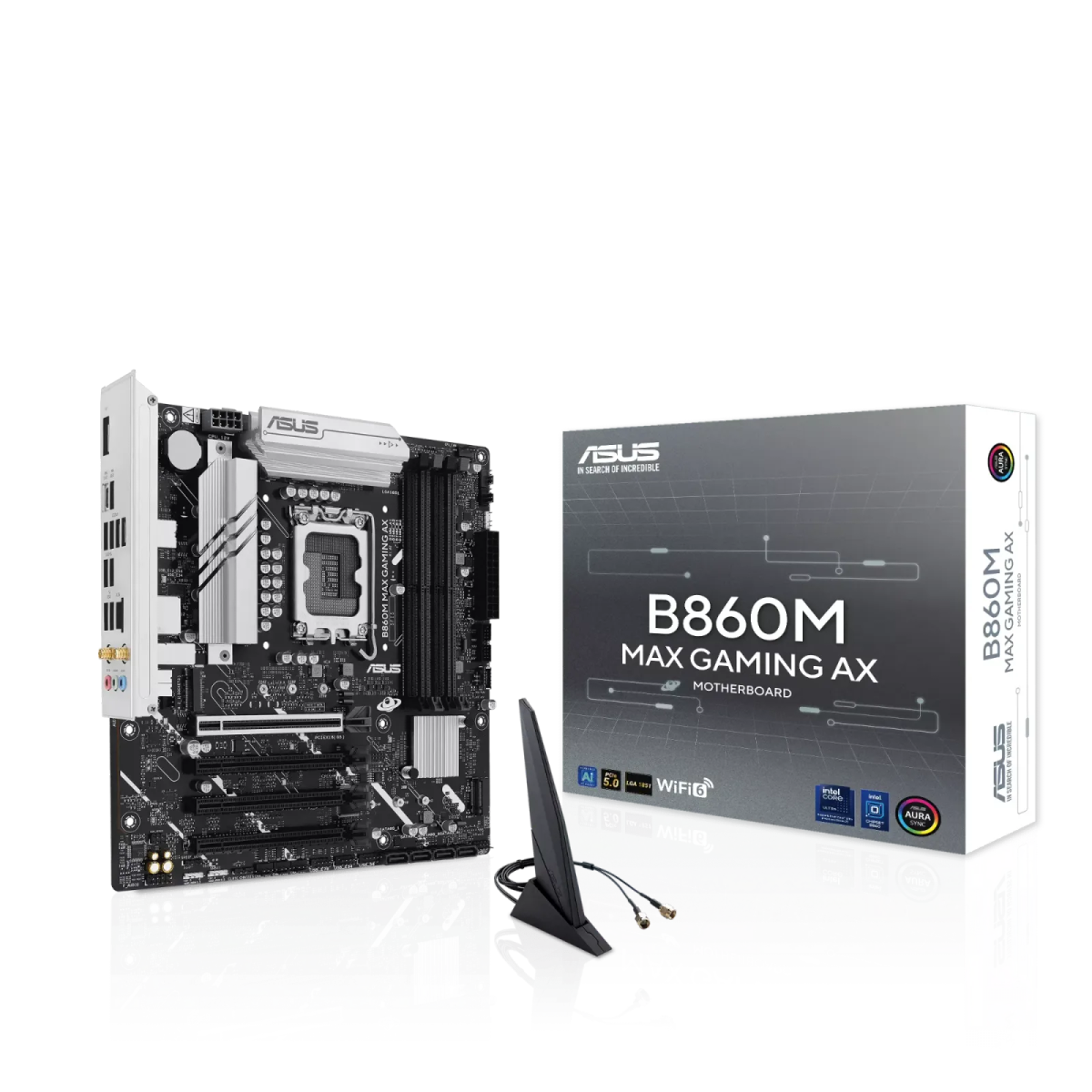 לוח אם – ASUS B860M MAX GAMING AX Micro-ATX LGA1851 DDR5 - צבע שחור/כסוף