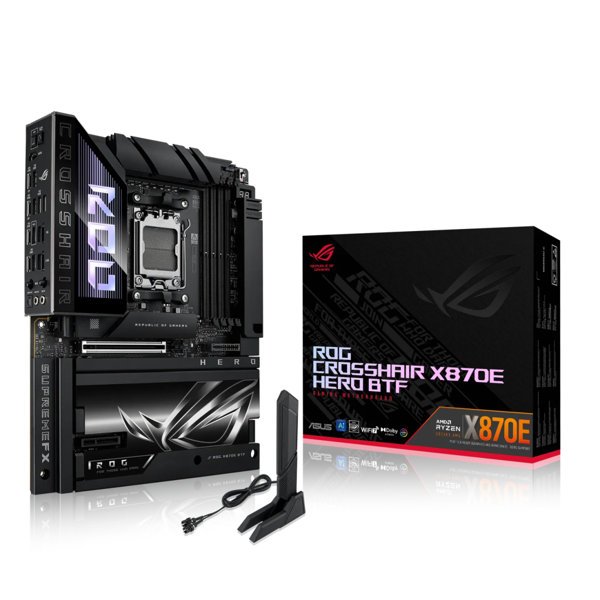 לוח אם – ASUS ROG CROSSHAIR X870E HERO BTF ATX AM5 DDR5 - צבע שחור