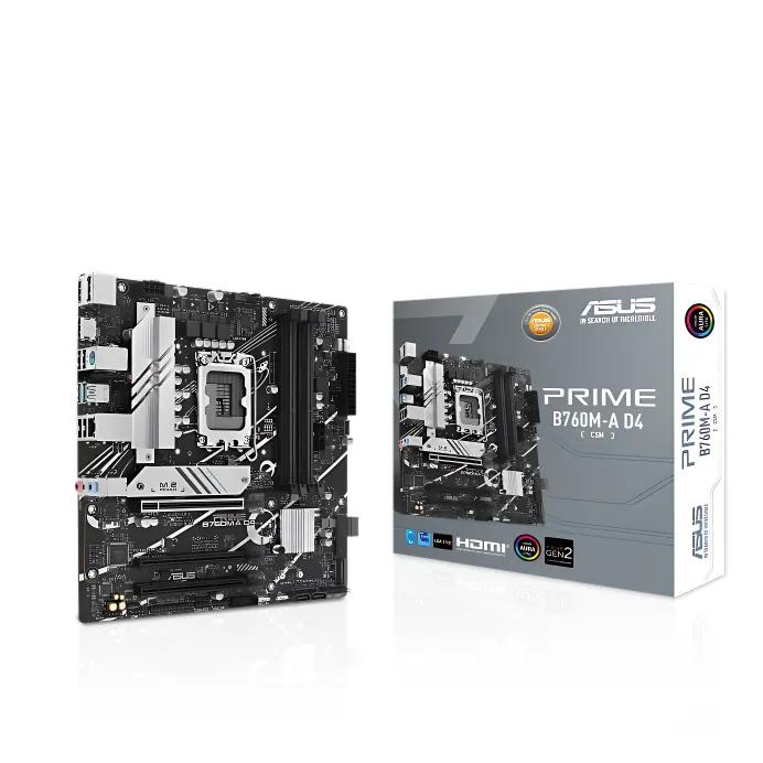 לוח אם – ASUS PRIME B760M-A D4-CSM Micro-ATX LGA1700 DDR4 - צבע שחור