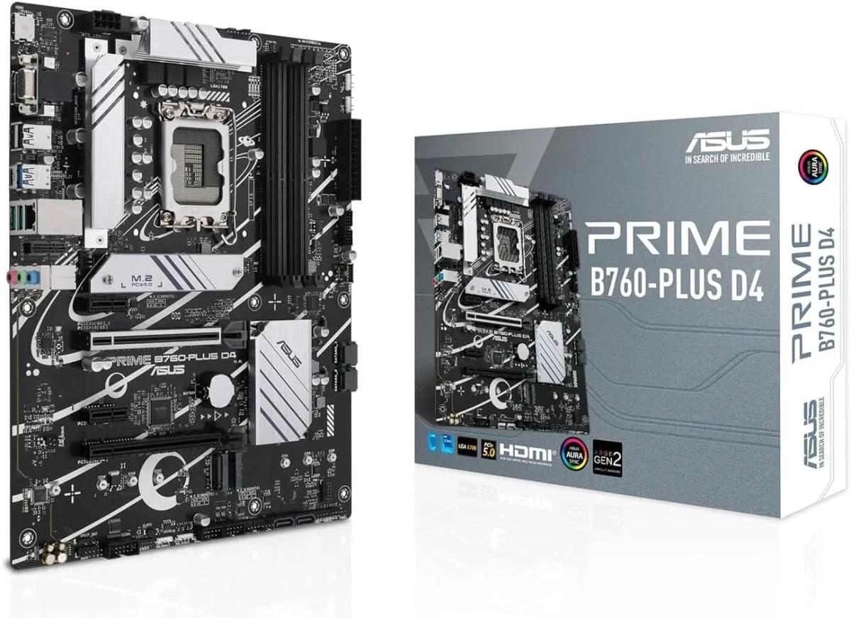 לוח אם – ASUS PRIME B760-PLUS D4 ATX LGA1700 DDR4 - צבע שחור/כסוף
