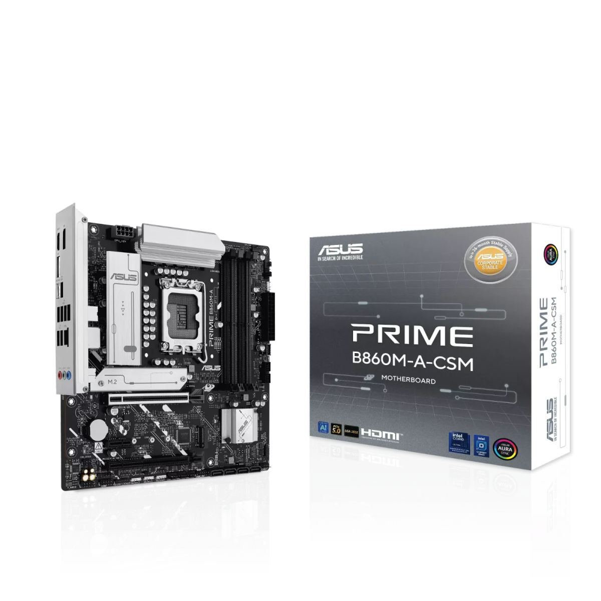 לוח אם – ASUS PRIME B860M-A-CSM Micro-ATX LGA1851 DDR5 - צבע שחור/כסוף