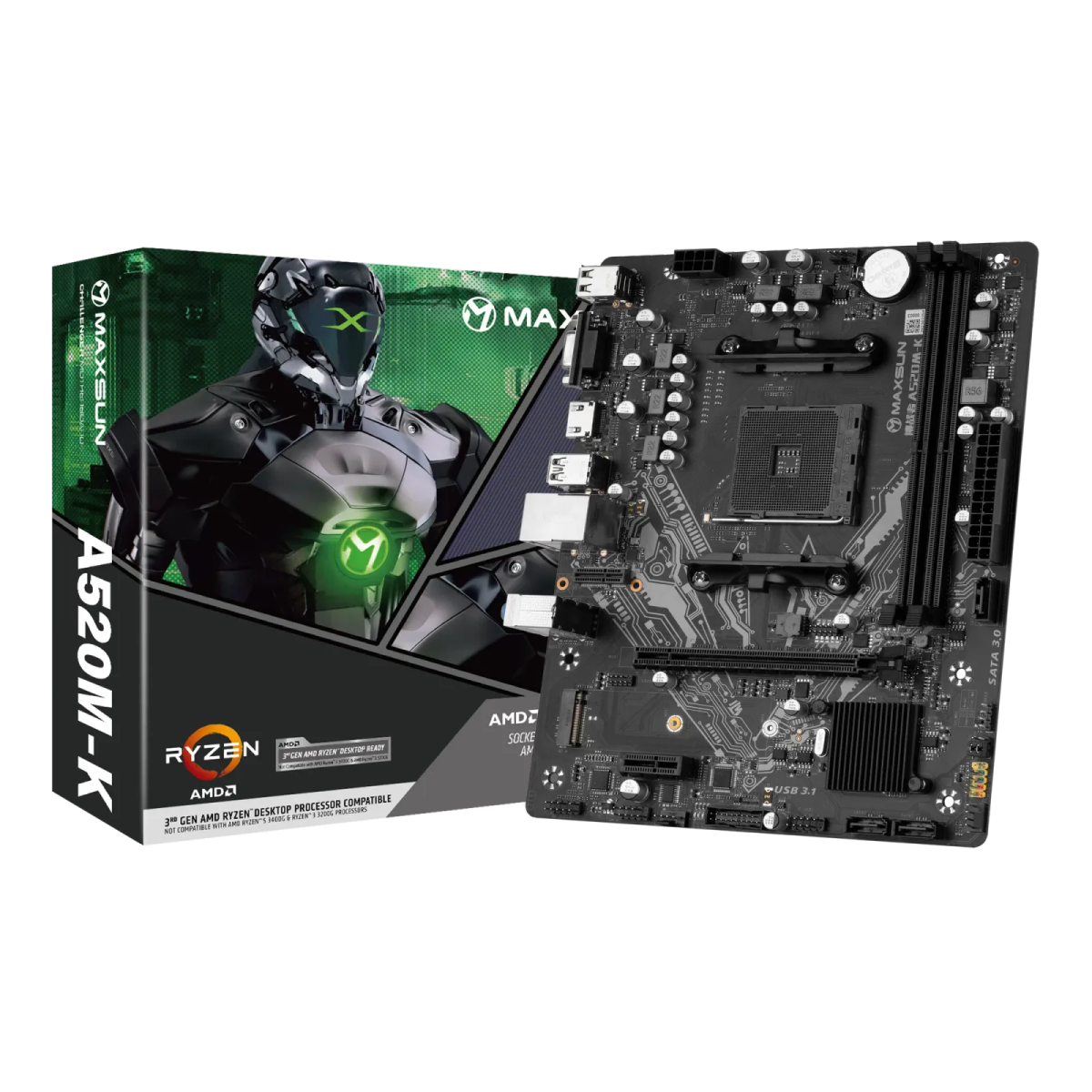 לוח אם – Maxsun Challenger A520M-K Micro-ATX AM4 DDR4 - צבע שחור