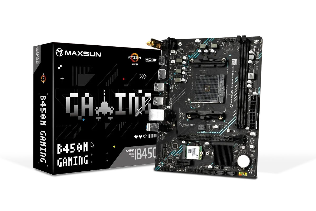 לוח אם – Maxsun B450M Gaming WIFI Micro-ATX AM4 DDR4 - צבע שחור
