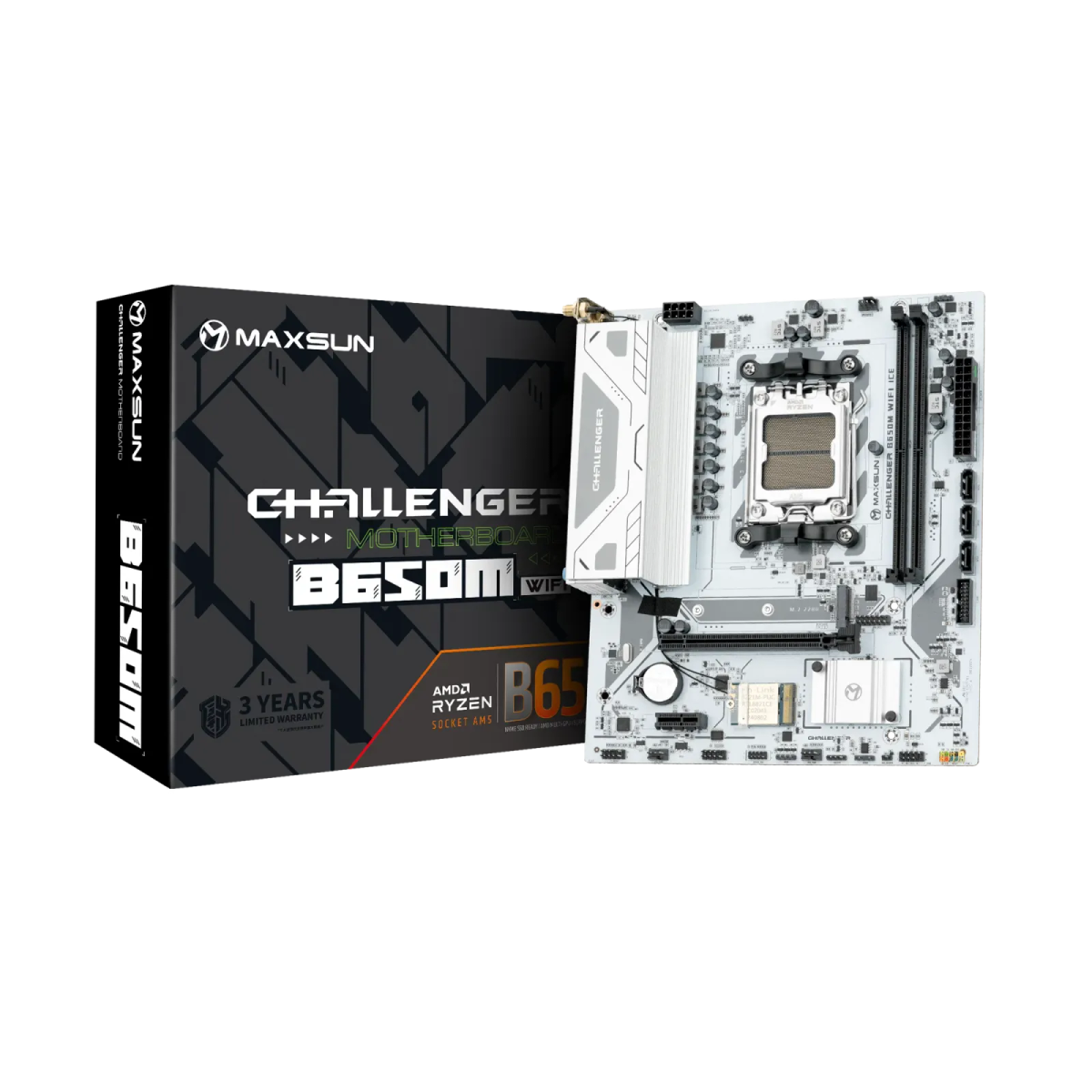 לוח אם – Maxsun Challenger B650M WiFi ICE V2 Micro-ATX AM5 DDR5 - צבע לבן