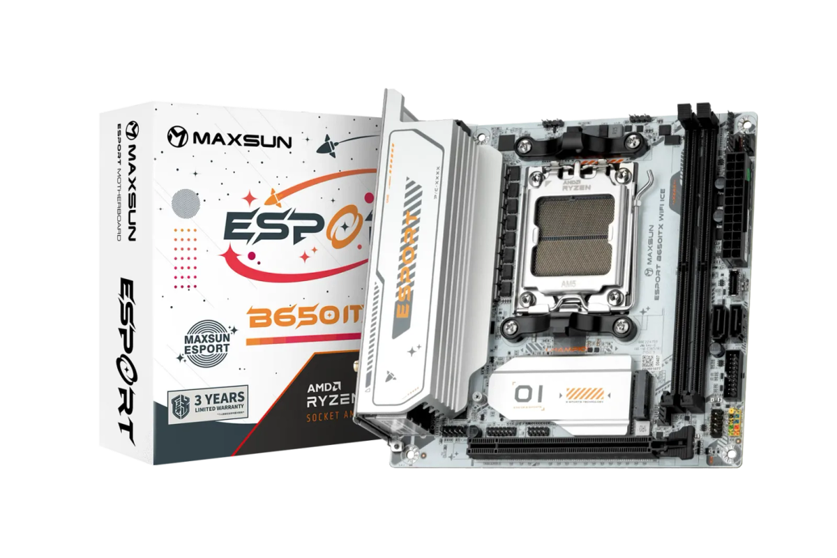 לוח אם – Maxsun eSport B650ITX WIFI ICE Micro-ATX AM5 DDR5 - צבע לבן