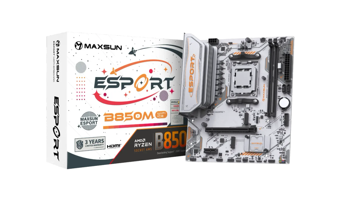 לוח אם – Maxsun eSport B850M WiFi ICE Micro-ATX AM5 DDR5 - צבע לבן